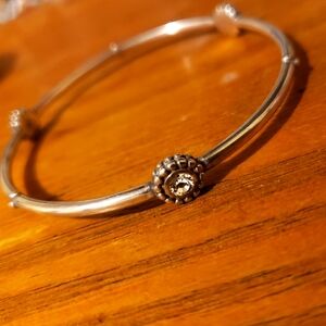 Brighton Slim Bangle Silver Tone White Crystals Bracelet